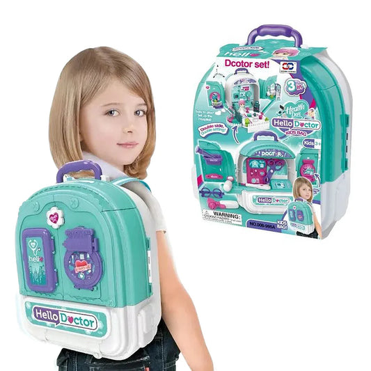 Hospital Doctor Figure & Accessories 3-In-1 Backpack Playset - Blue