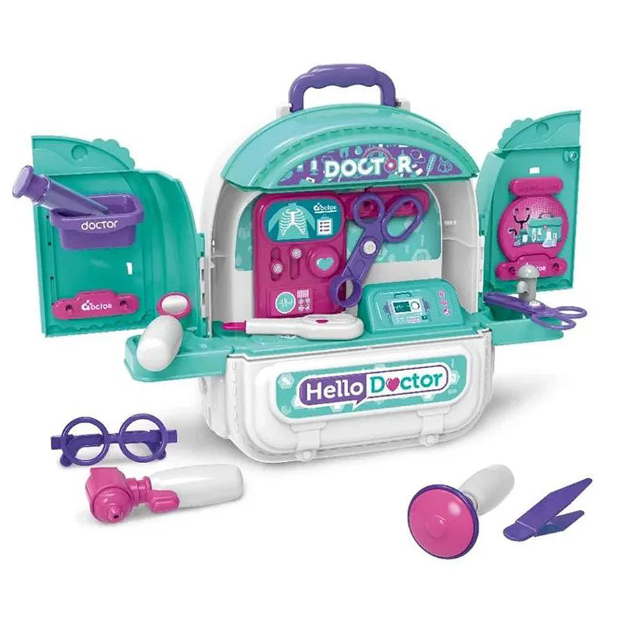 Hospital Doctor Figure & Accessories 3-In-1 Backpack Playset - Blue