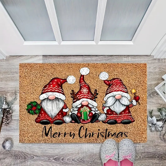 1pc Whimsical Christmas Gnome Welcome Doormat