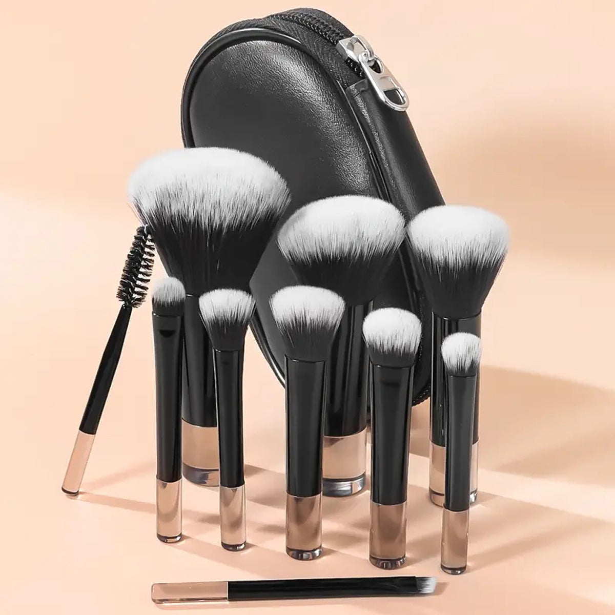 10pcs Mini Makeup Brush Set with Zip Case (various colours)