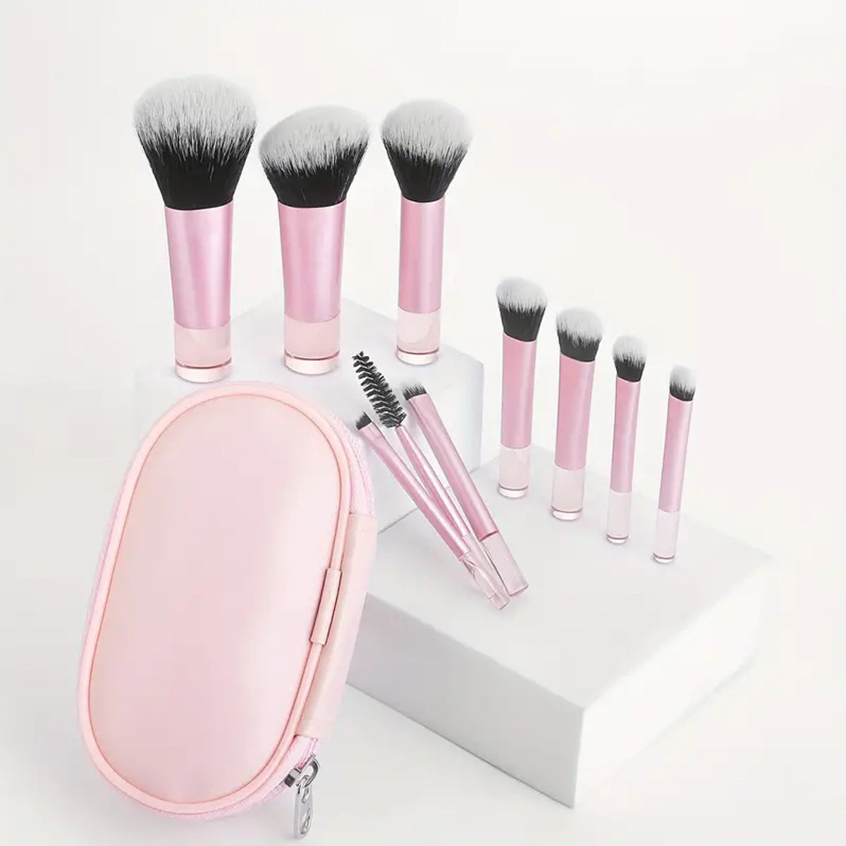 10pcs Mini Makeup Brush Set with Zip Case (various colours)