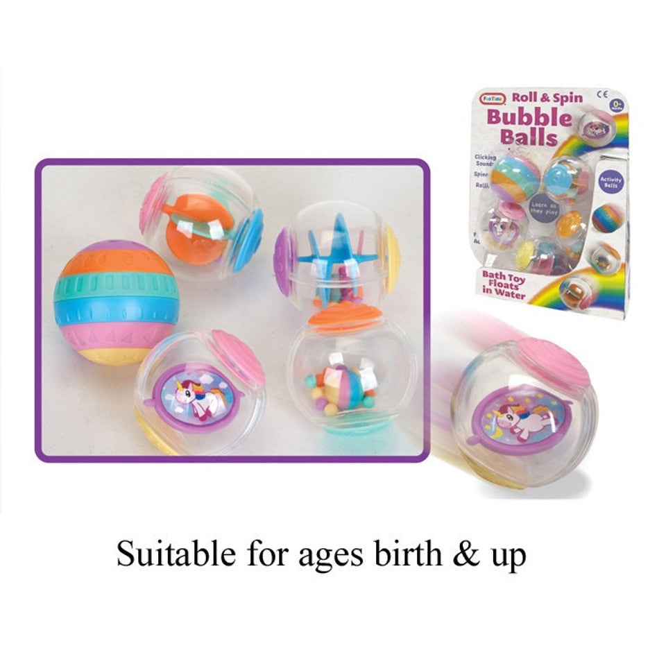 5 Piece Unicorn Spin & Roll Bubble Balls