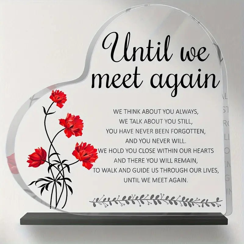 4x4 inch Red Coat Bishop Design Acrylic Heart Memorial Plaque