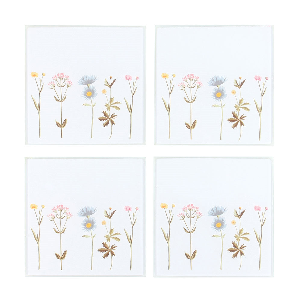 Blooming Lovely Set of 4 Floral Glass Coasters