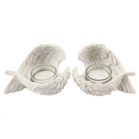 Set of 2 Resin Winged Candle Holders