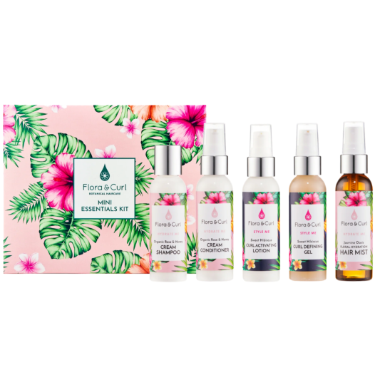 Flora & Curl Botanical Hair Care 5pcs Mini Essentials Kit Gift Set