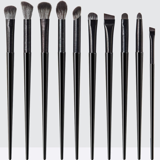 Glowii 10pcs Black Eye Makeup Brush Set