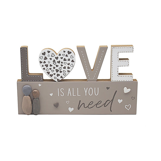 Wood And Resin Mantel Plaque - Love 24cm