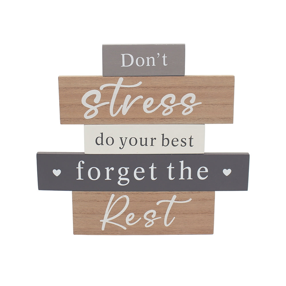 Wooden Block Panel Plaque - Dont Stress 25cm