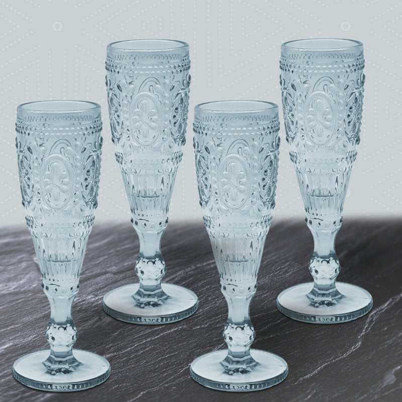 Set Of 4 Flute Glasses - Blue