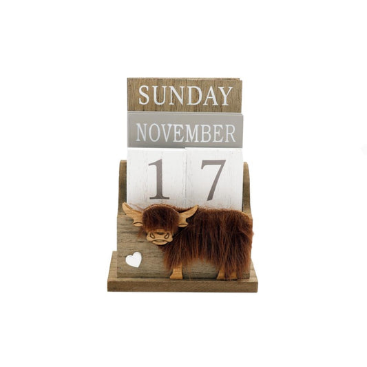 Highland Cow Tile Calendar 16cm