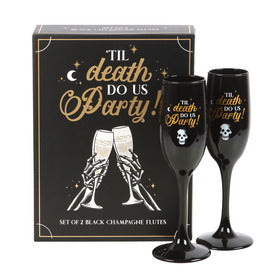 Pair of Til Death Do Us Party Champagne Flutes