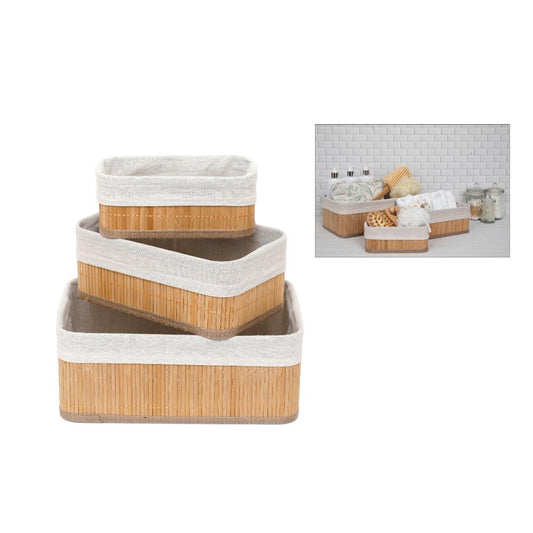 Set Of 3 Home Spa Bamboo Storage Baskets 30cm