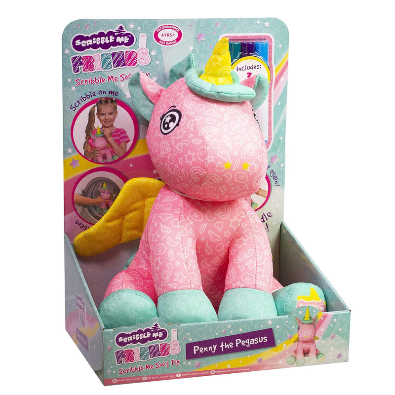 Scribble Me Friends Unicorn Colour In Soft Plush Toy