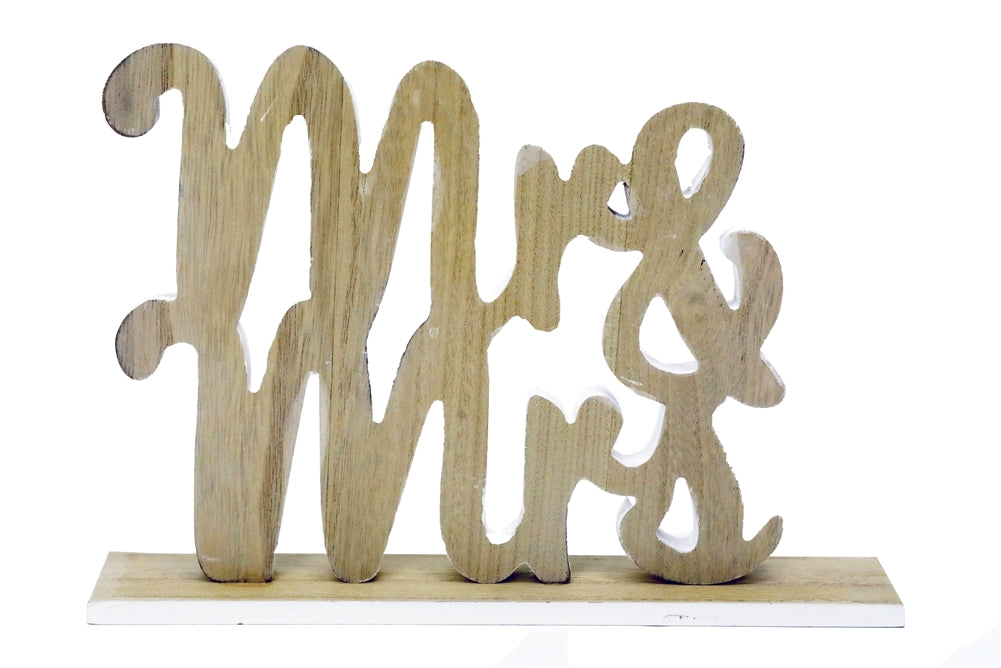 Mr & Mrs On Wood Stand 30cm