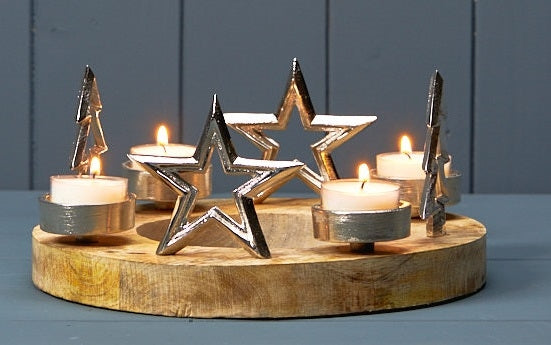 Tree And Star Tealight Centrepiece 23cm