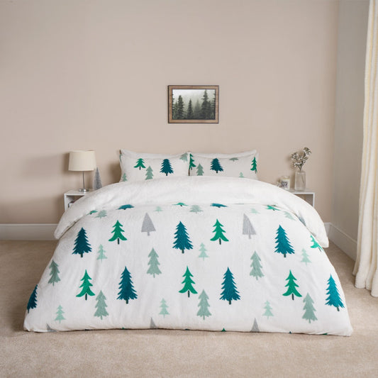 Christmas Tree Teddy Duvet Set - White