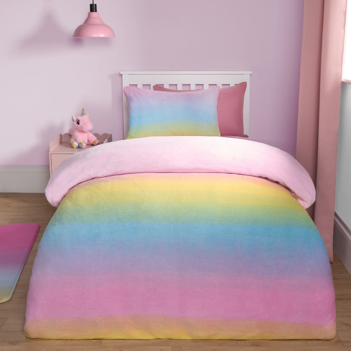 Rainbow Ombre Fleece Duvet Set - Multi