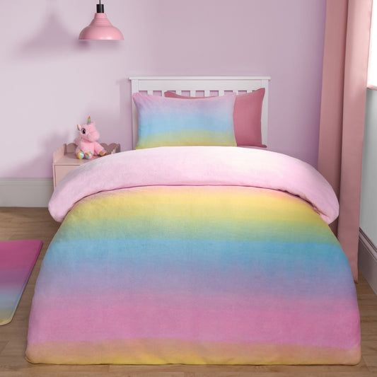 Rainbow Ombre Fleece Duvet Set - Multi