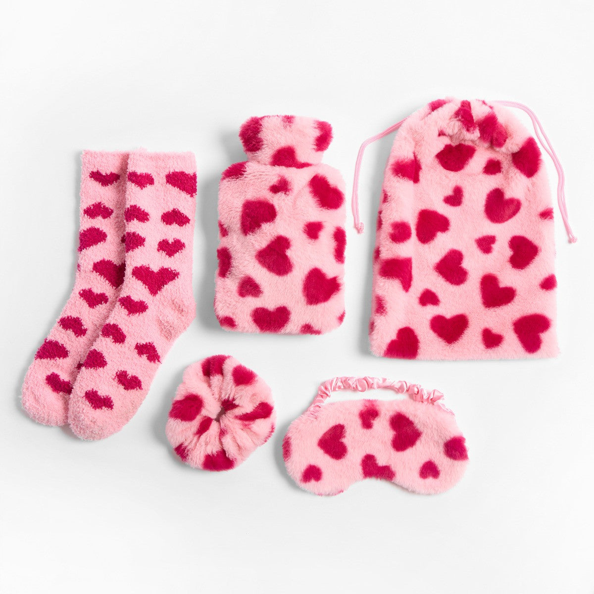 Heart Print Cosy Hot Water Bottle Gift Set