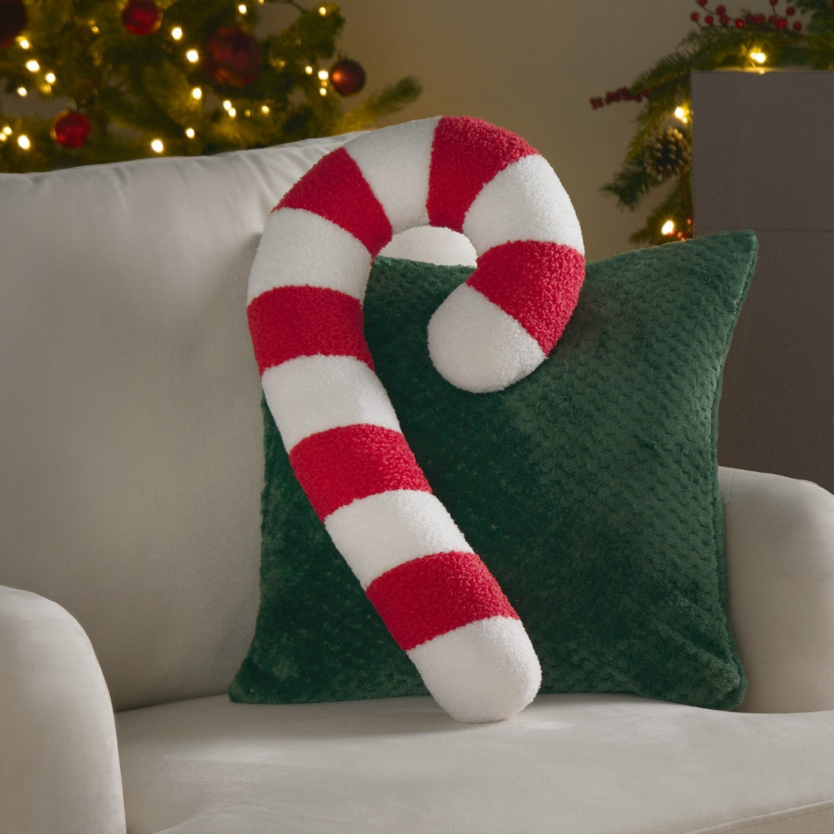 Candy Cane Bouclé Stuffed Cushion