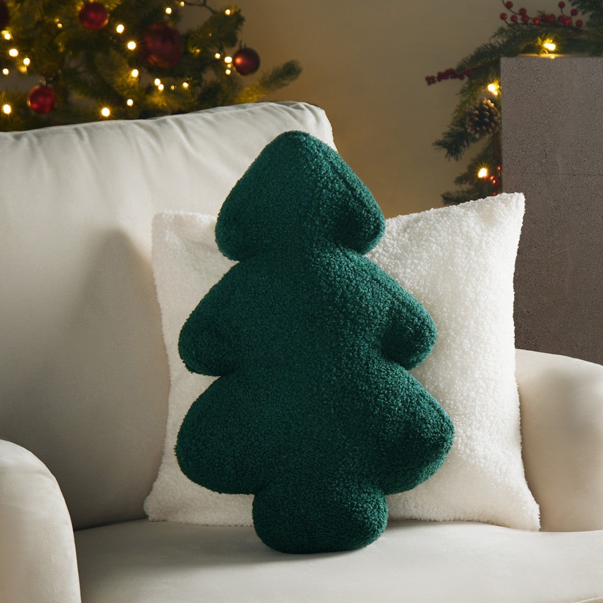 Winter Tree Bouclé Stuffed Cushion