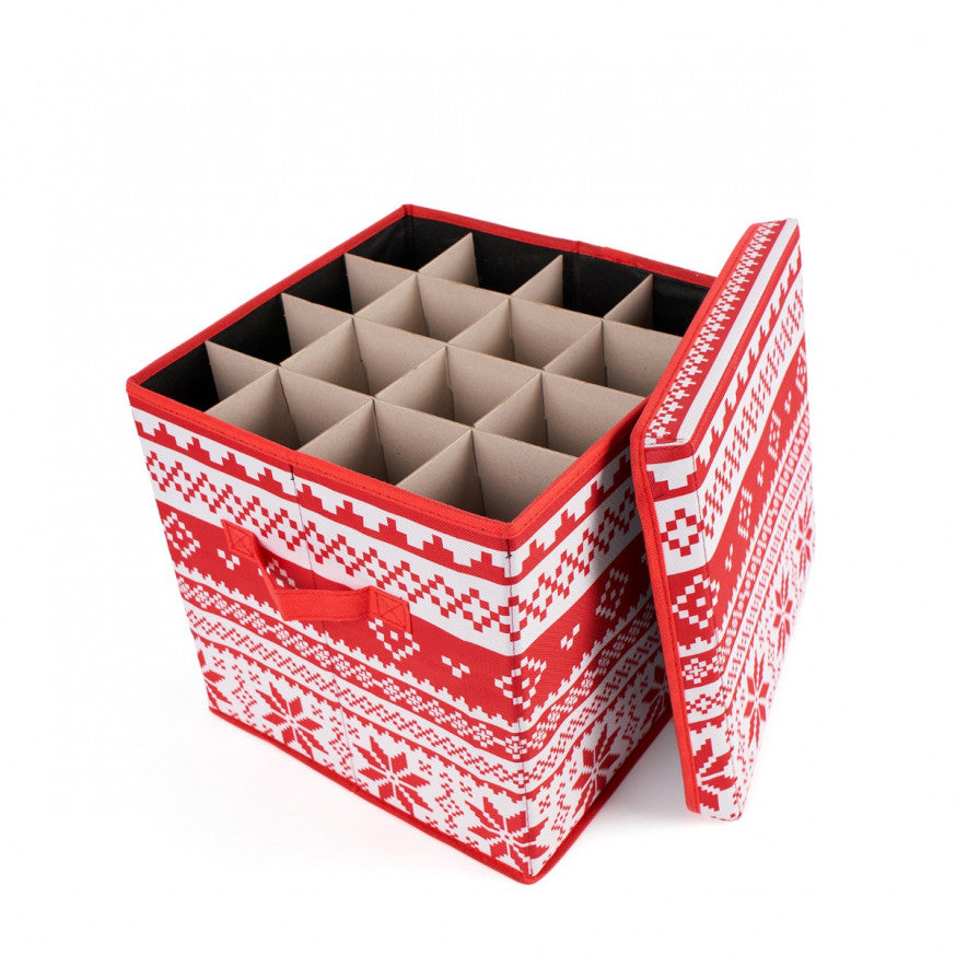 Christmas Nordic Print Bauble Storage Box